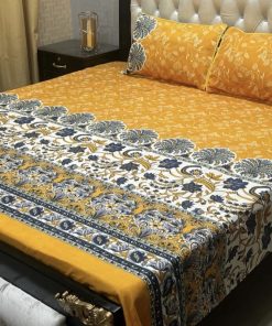 3D Crystal Cotton Bedsheet Design 126 with King Size comfortAbu Hurairah Fabrics