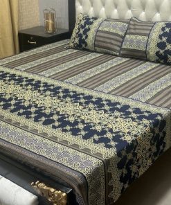 3D Crystal Cotton Bedsheet Design 125 with King Size comfortAbu Hurairah Fabrics
