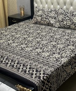 3D Crystal Cotton Bedsheet Design 110 with King Size comfortAbu Hurairah Fabrics