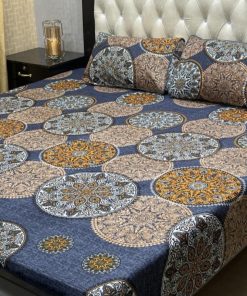 3D Crystal Cotton Bedsheet Design 115 with King Size comfortAbu Hurairah Fabrics