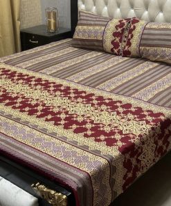 3D Crystal Cotton Bedsheet Design 111 with King Size comfortAbu Hurairah Fabrics