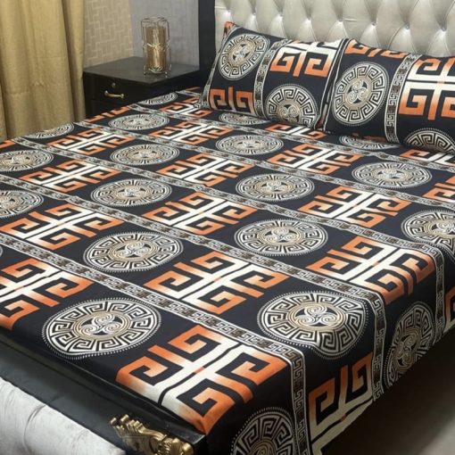 3D Crystal Cotton Bedsheet Design 120 with King Size comfortAbu Hurairah Fabrics