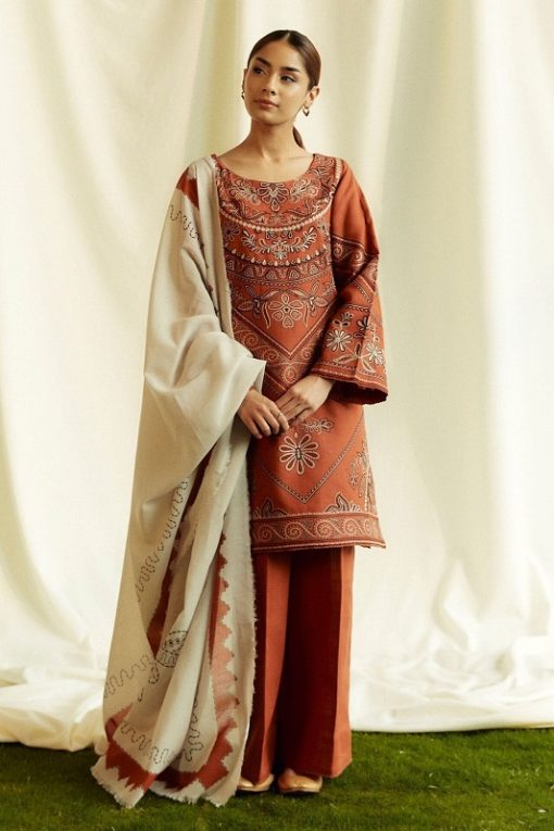 Zara Shahjahan embroidered 3PC lawn suit with Monal digital dupatta for women – Summer 2025