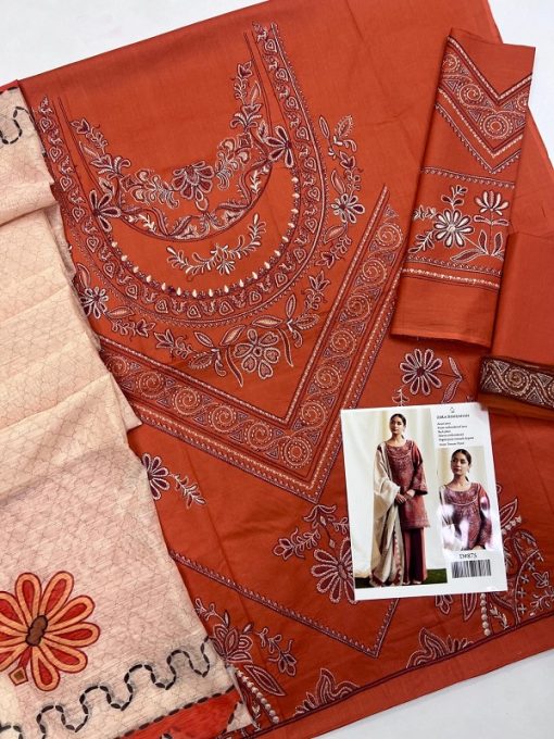 Zara Shahjahan embroidered 3PC lawn suit with Monal digital dupatta for women – Summer 2025 sale new