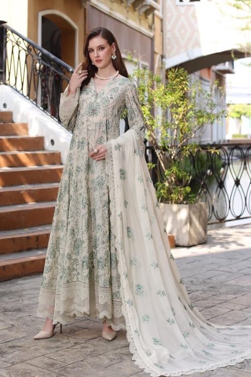 Bareeze BR-45 - 3 Piece Embroidered Lawn Suit with Heavy Front, Sleeves & Chiffon Embroidered Dupatta