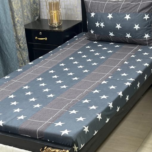 Embroidered Patchwork Single Bed Sheet with 1 Pillow Cover – 22_SKU