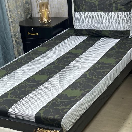 Embroidered Patchwork Single Bed Sheet with Pillow Cover – 23_SKU