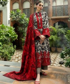 Zainab Chottani 3 Piece Printed Lawn Suit – ZC-04 with Heavy Shaneel Embroidered Front & Daman