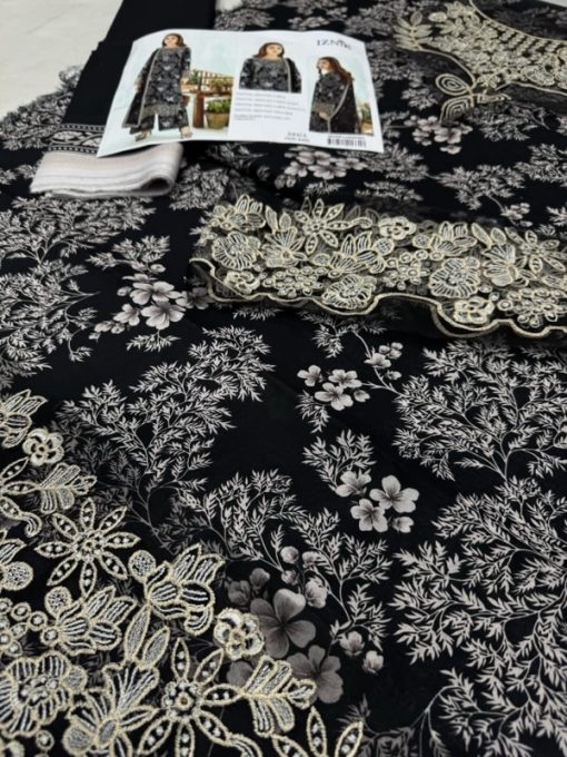 Iznik IZ-38 – 3 Piece Digital Printed Lawn Suit with Organza Patch Embroidery | Summer 2025
