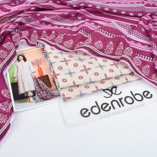 Edenrobe 3 Piece Lawn Suit – ER-101 Featuring Digital Printed Shirt, Tana Dora Trouser & Tana Dora Lawn Dupatta