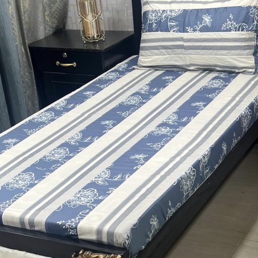 Elegant embroidered cotton bed sheet set with patchwork design