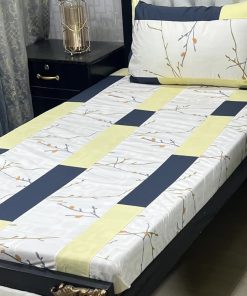 Single bed sheet with matching pillow cover featuring hand-stitched embroidery