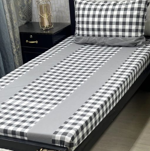 Cozy cotton single bed sheet with detailed embroidered patchwork