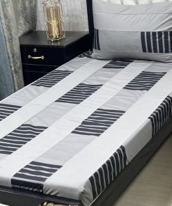 Soft and breathable embroidered patchwork bed sheet in natural cotton