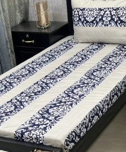 Embroidered cotton bed sheet with decorative patchwork design