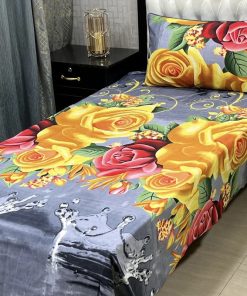 Luxurious and Soft 3D Crystal Cotton Single Bed Sheet Set for Relaxing Nights