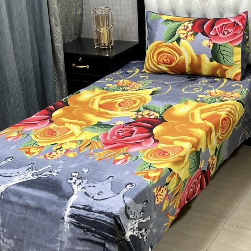 Luxurious and Soft 3D Crystal Cotton Single Bed Sheet Set for Relaxing Nights