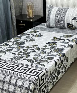 Trendy 3D Crystal Cotton Single Bed Sheet Set for Modern Bedroom Interiors