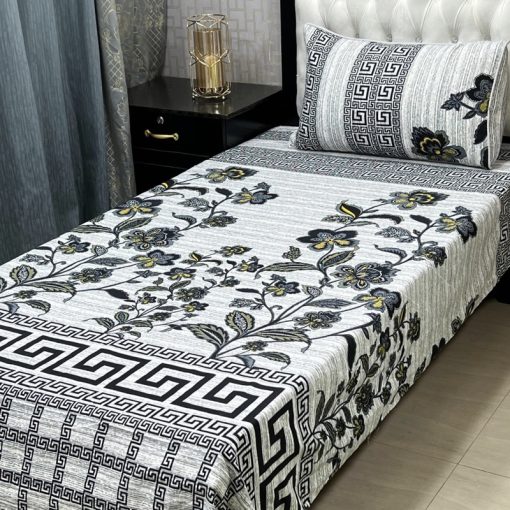 Trendy 3D Crystal Cotton Single Bed Sheet Set for Modern Bedroom Interiors