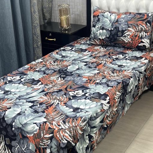 Elegant Crystal Cotton Bed Sheet Set in 3D Print for Single Bed Comfort