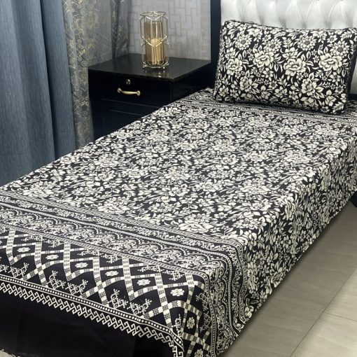High-Quality Crystal Cotton 3D Bed Sheet Set with Vibrant Design