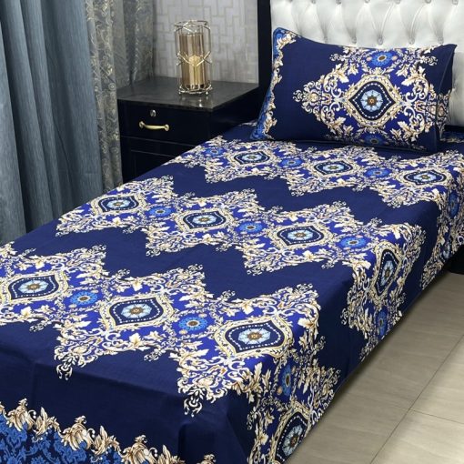 Stylish and Soft Crystal Cotton Bed Sheet Set with 3D Design for Bedroom