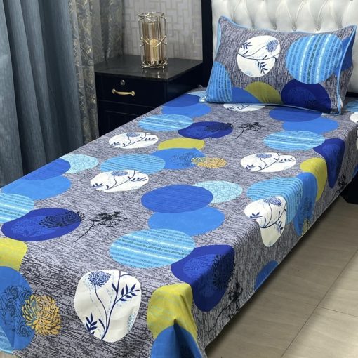 Soft and Durable Crystal Cotton Single Bed Sheet Set with 3D Design