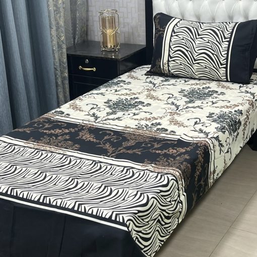 Comfortable 3D Fabric Crystal Cotton Bed Sheet Set for Single Bed