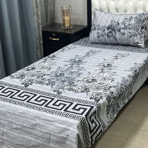 Trendy Crystal Cotton 3D Bed Sheet Set with Soft Feel for Single Bed