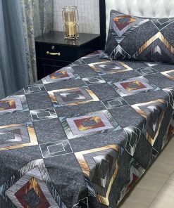 Stylish 3D Fabric Crystal Cotton Single Bed Sheet Set with Elegant Design