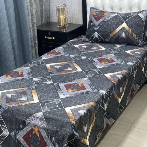Stylish 3D Fabric Crystal Cotton Single Bed Sheet Set with Elegant Design