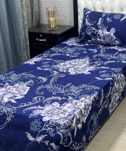 Premium Crystal Cotton Bed Sheet Set with Stylish 3D Design for Single Bed