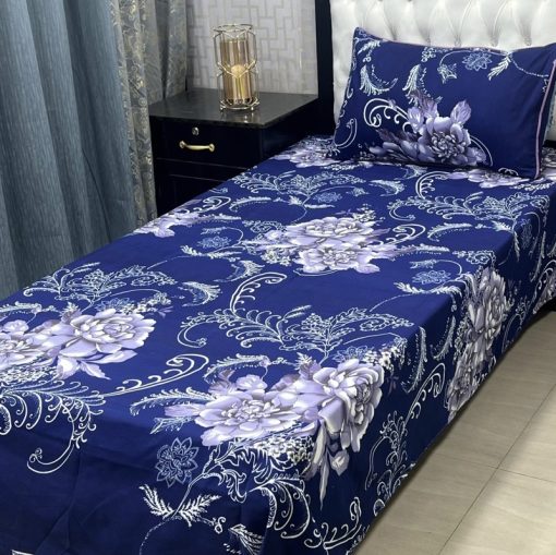 Premium Crystal Cotton Bed Sheet Set with Stylish 3D Design for Single Bed