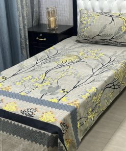 High-Quality Crystal Cotton Single Bed Sheet Set in 3D Print for Bedrooms