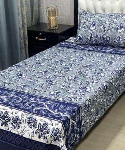 Elegant 3D Crystal Cotton Bed Sheet Set with Trendy Prints for Single Bed
