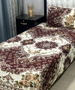 Premium Crystal Cotton Bed Sheet Set with Soft 3D Design for Single Bed