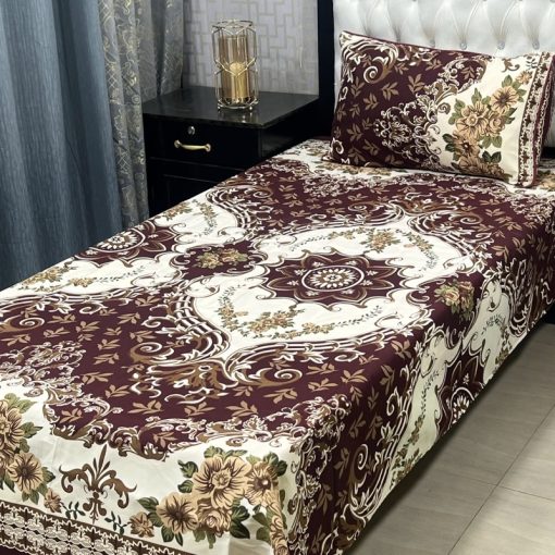 Premium Crystal Cotton Bed Sheet Set with Soft 3D Design for Single Bed