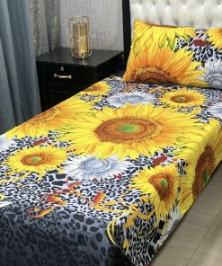 Vibrant 3D Crystal Cotton Single Bed Sheet Set for Bright Bedroom Ambiance