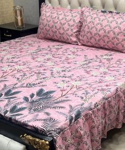 "Elegant Frill King Cotton Set – Soft, breathable cotton with 2-sided frills and king-size bed sheet."