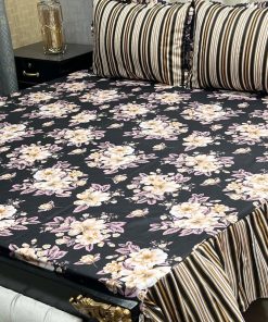 "Frill King Cotton Bedding – Elegant frill design on king-size bed sheet with two matching pillow covers."