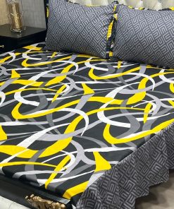 "Frill King Cotton 3-Piece Set – King-size bed sheet with two pillow covers, elegantly stitched with frills."
