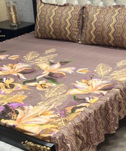 "Luxury Frill King Cotton Bedding – King-size bed sheet with frilled pillow covers for added style."