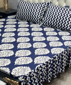 "Luxury Frill King Cotton Bed Sheet Set – King-size bed sheet with matching pillow covers, perfect for any bedroom."
