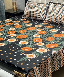 "Frill King Cotton 3-Piece Bed Sheet Set – King-size bed sheet with two frilled pillow covers for added elegance."