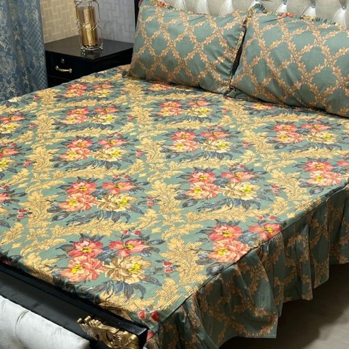 "Premium Cotton Frill King Bed Sheet – Soft, breathable, and stylish bedding with 2-sided frill design."