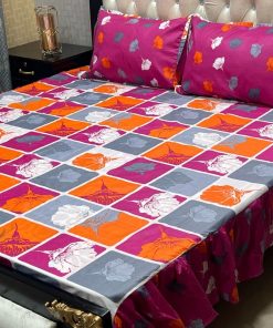 "Frill King Bed Sheet with Pillow Covers – Premium cotton bedding set with stylish 2-sided frill."