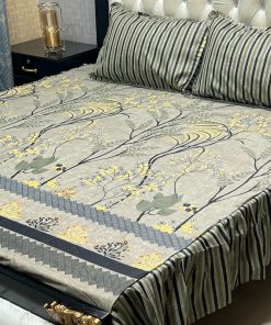 "Luxury Frill King Cotton Bed Sheet Set – King-size bed sheet with two pillow covers and stitched 2-sided frills."