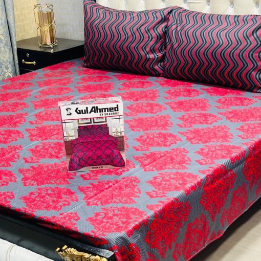 Luxury king size bed sheet Gul Ahmed with matching pillow covers box