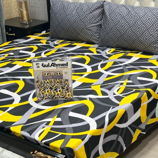Double king size bed sheet Gul Ahmed cotton fabric with box