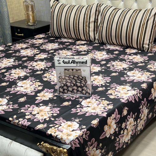 Gul Ahmed double king bed sheet with box packing – geometric print